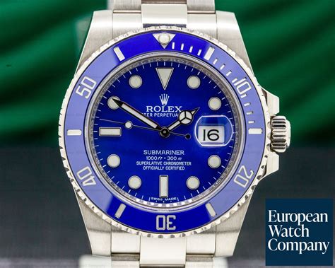 rolex submariner white gold blue dial|rolex 8385 18k white gold.